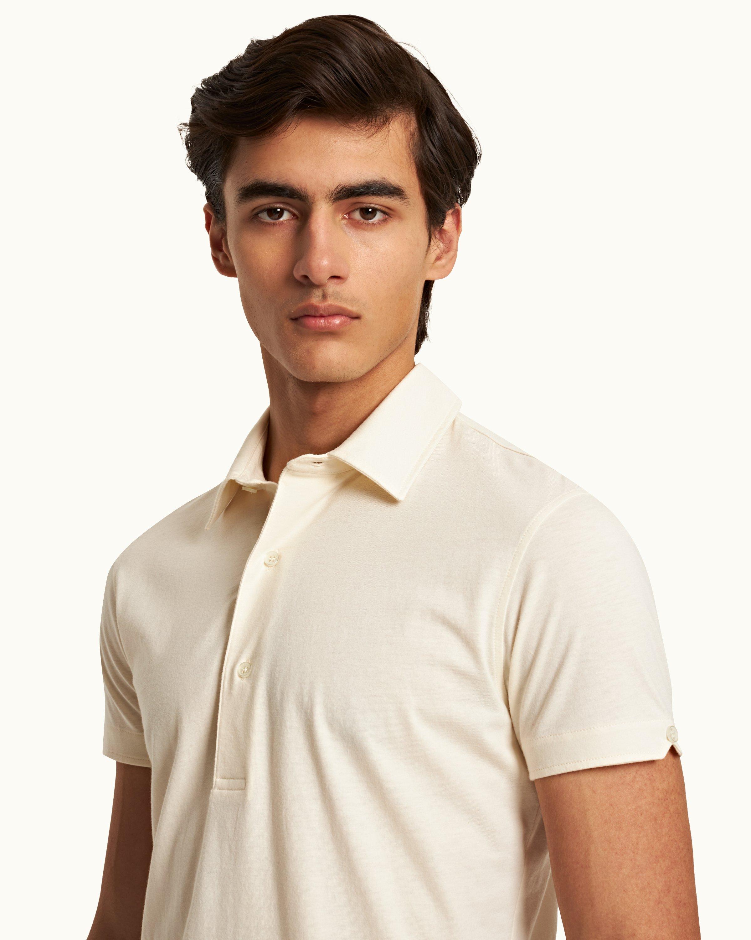 Sebastian Cotton Pique Polo Shirt in White - Orlebar Brown