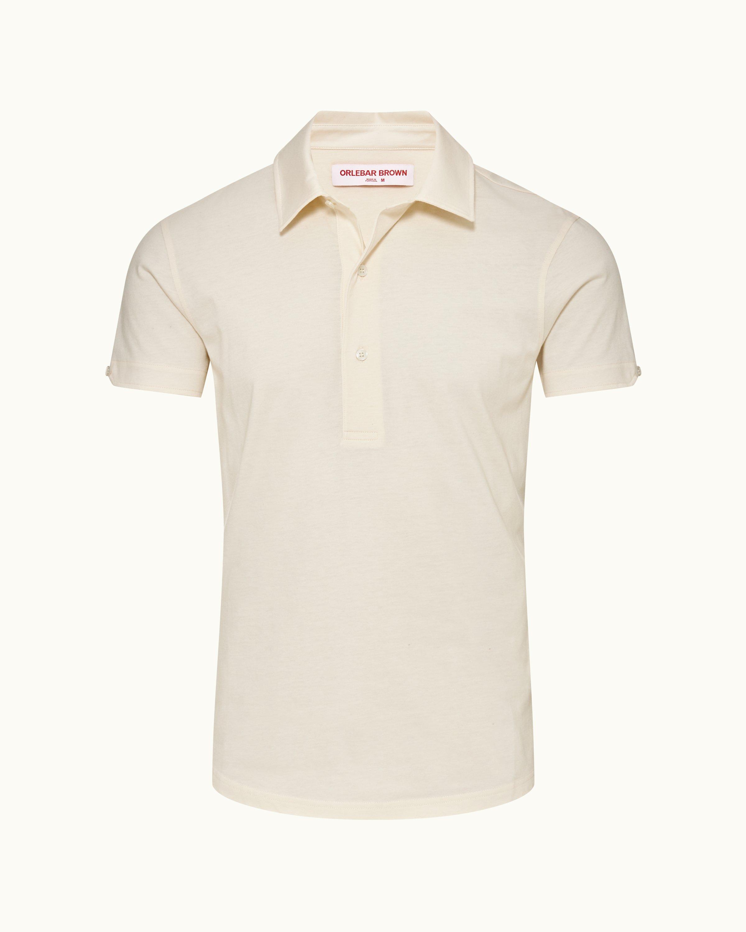 Cream - Silk Cotton - Knit Polo for men