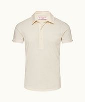 Sebastian Cotton Silk - Mens 007 White Sand Tailored Fit Short-Sleeve Cotton-Silk Polo Shirt