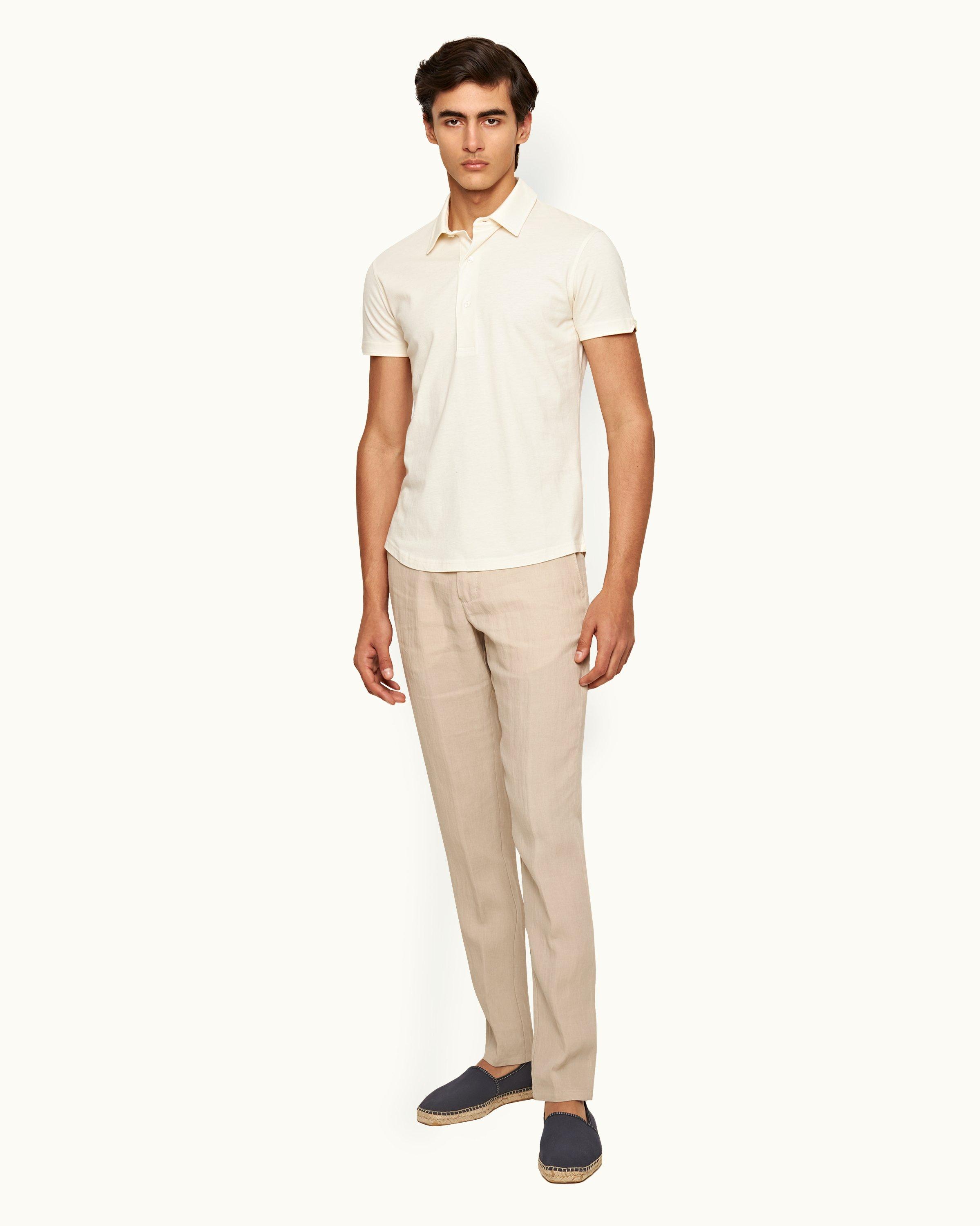 White polo outlet and brown pants