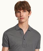 Sebastian Linen - Mens Granite Tailored Fit Short-Sleeve Linen Polo Shirt