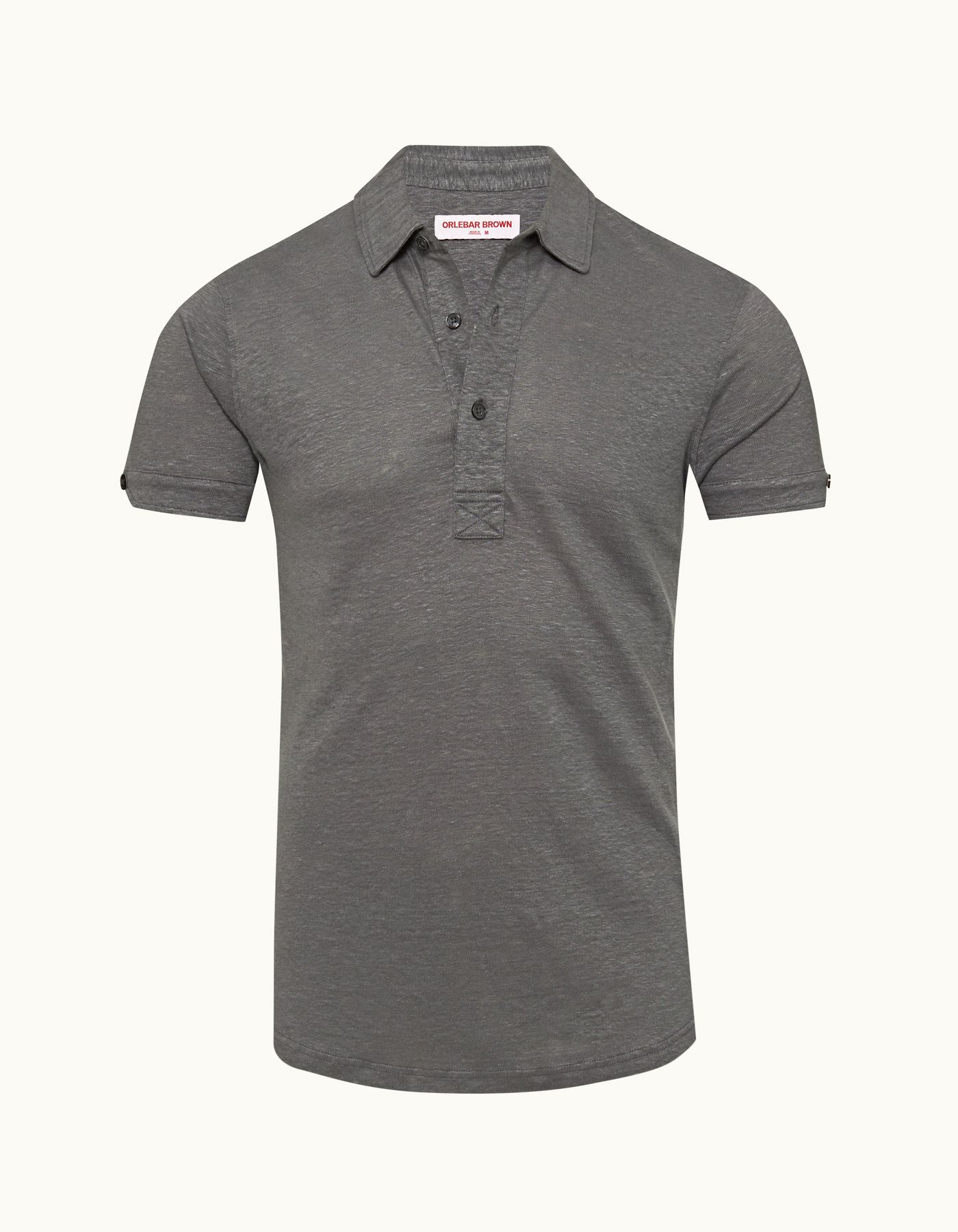 Sebastian Linen - Mens Granite Tailored Fit Short-Sleeve Linen Polo Shirt