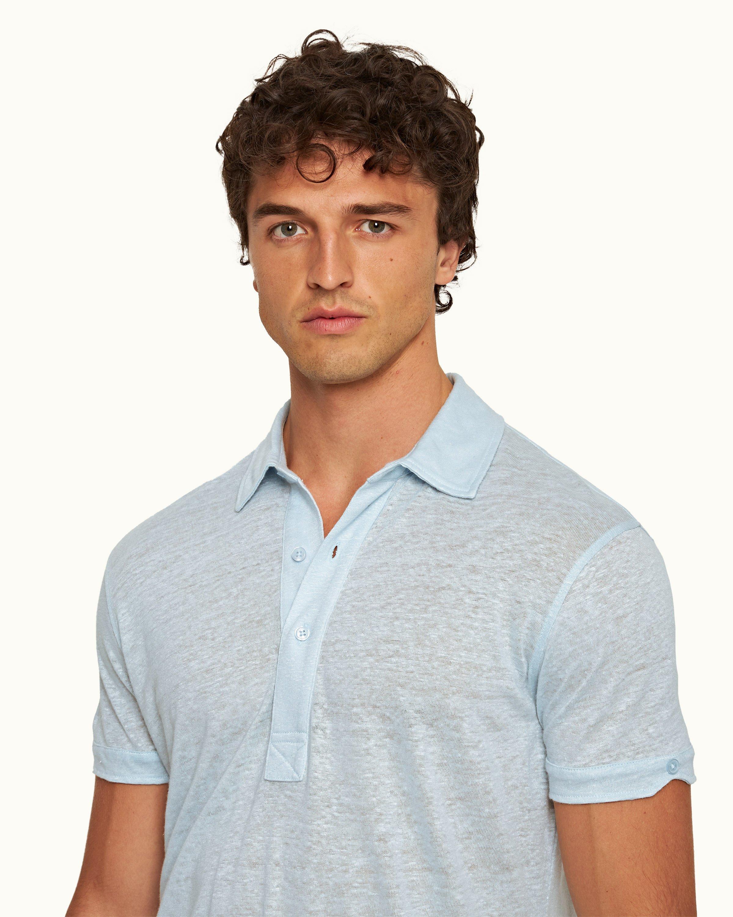Island Sky Tailored Fit Short-Sleeve Linen Polo Shirt