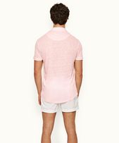 Sebastian Linen - Mens Rose Tailored Fit Short-Sleeve Linen Polo Shirt