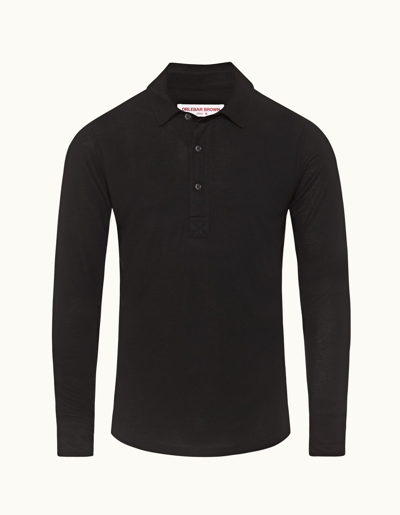Sebastian Cashmere - Mens Black Tailored Fit Long-Sleeve Cashmere Polo Shirt