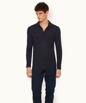 Sebastian Cashmere - Mens Night Iris Long-Sleeve Cashmere Polo Shirt