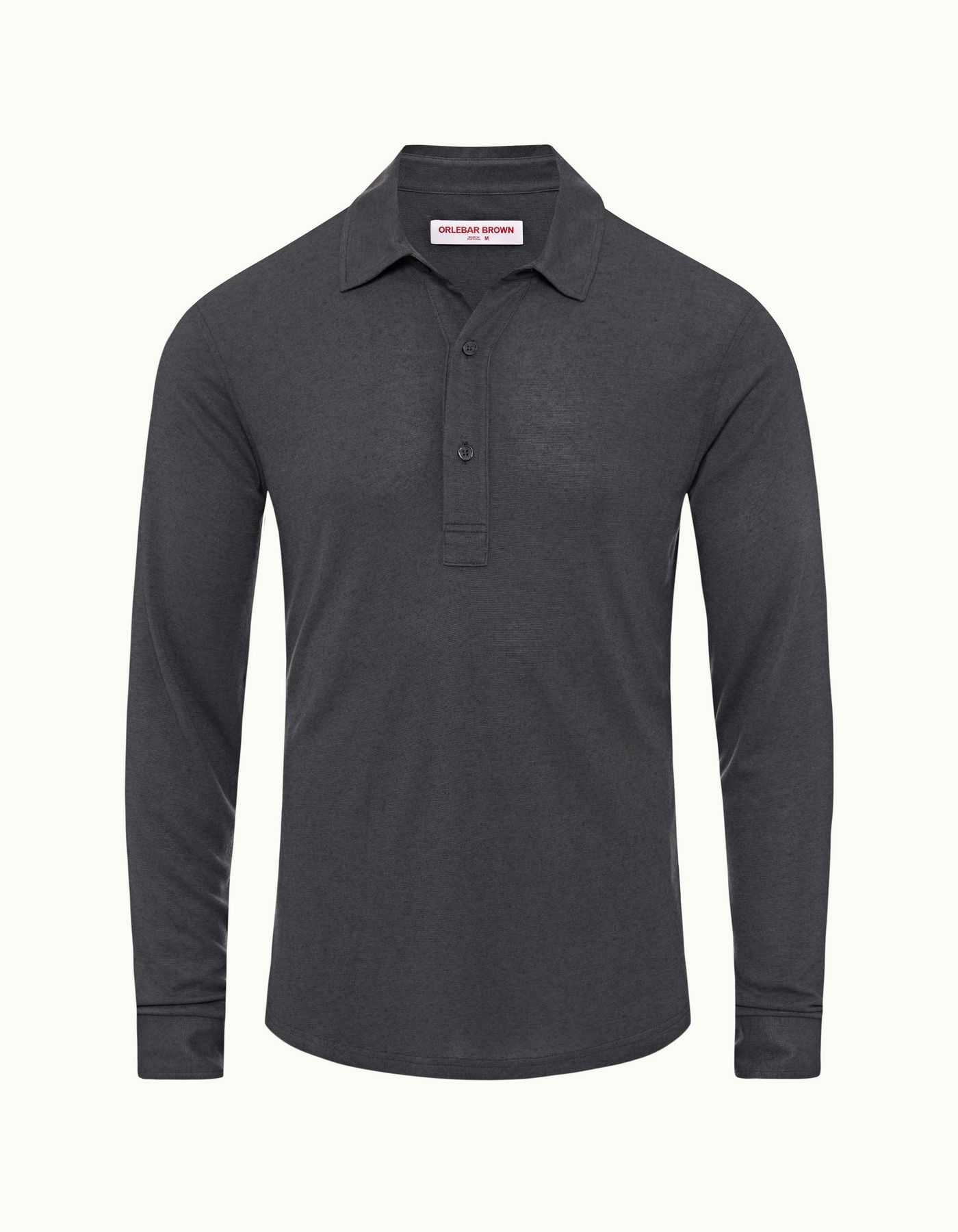 Sebastian Cashmere - Mens Piranha Grey Tailored Fit Long-Sleeve Cashmere Polo Shirt