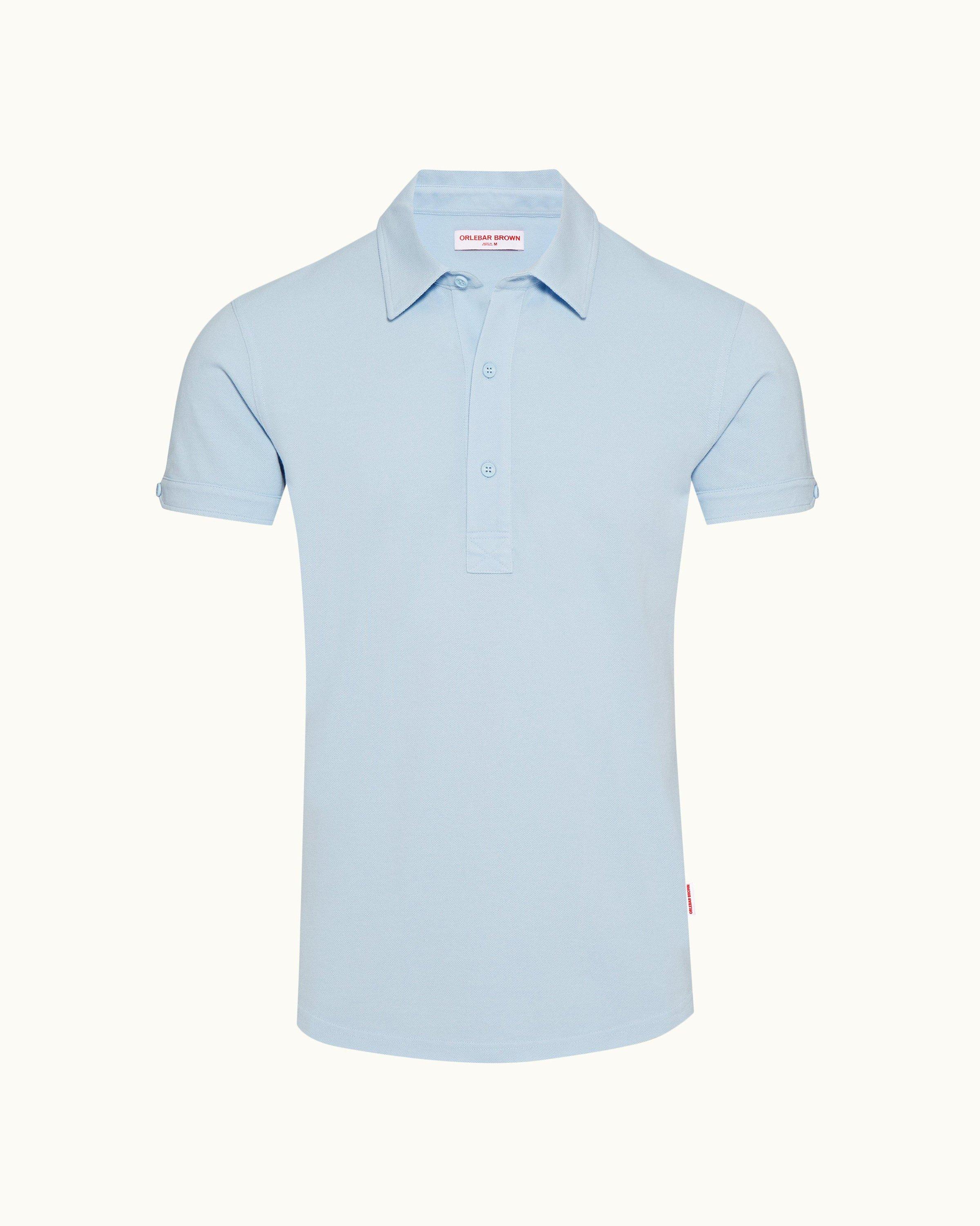 Orlebar Brown Ice Blue Tailored Fit Cotton Polo Shirt