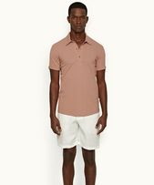 Sebastian - Mens Caramel Pink Tailored Fit Cotton Polo Shirt
