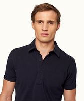 Sebastian - Mens Navy Tailored Fit Pique Polo Shirt