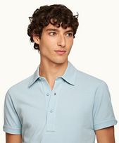 Sebastian - Mens Powdered Sky Tailored Fit Short-Sleeve Cotton Polo Shirt