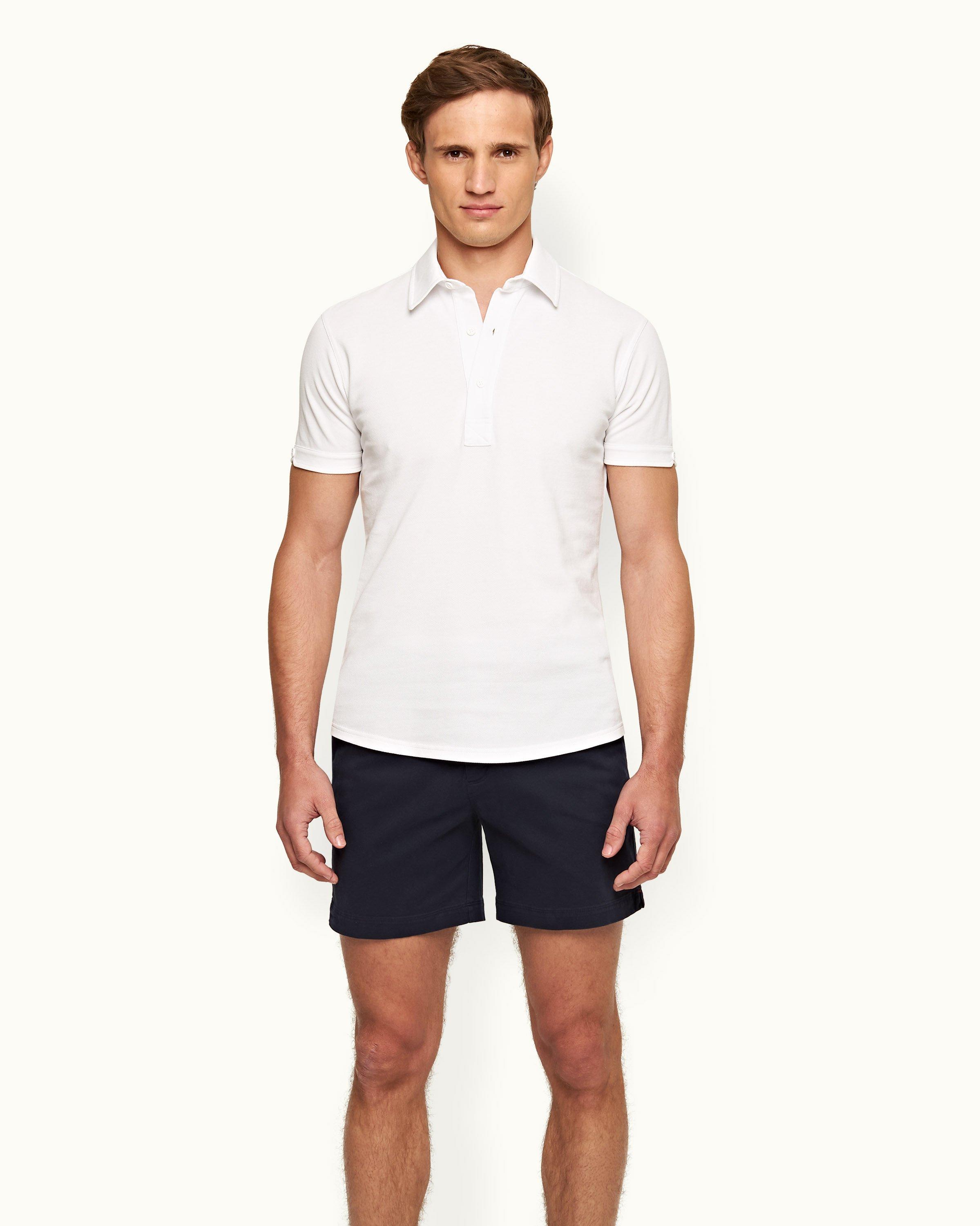 Sebastian Cotton Pique Polo Shirt in White - Orlebar Brown