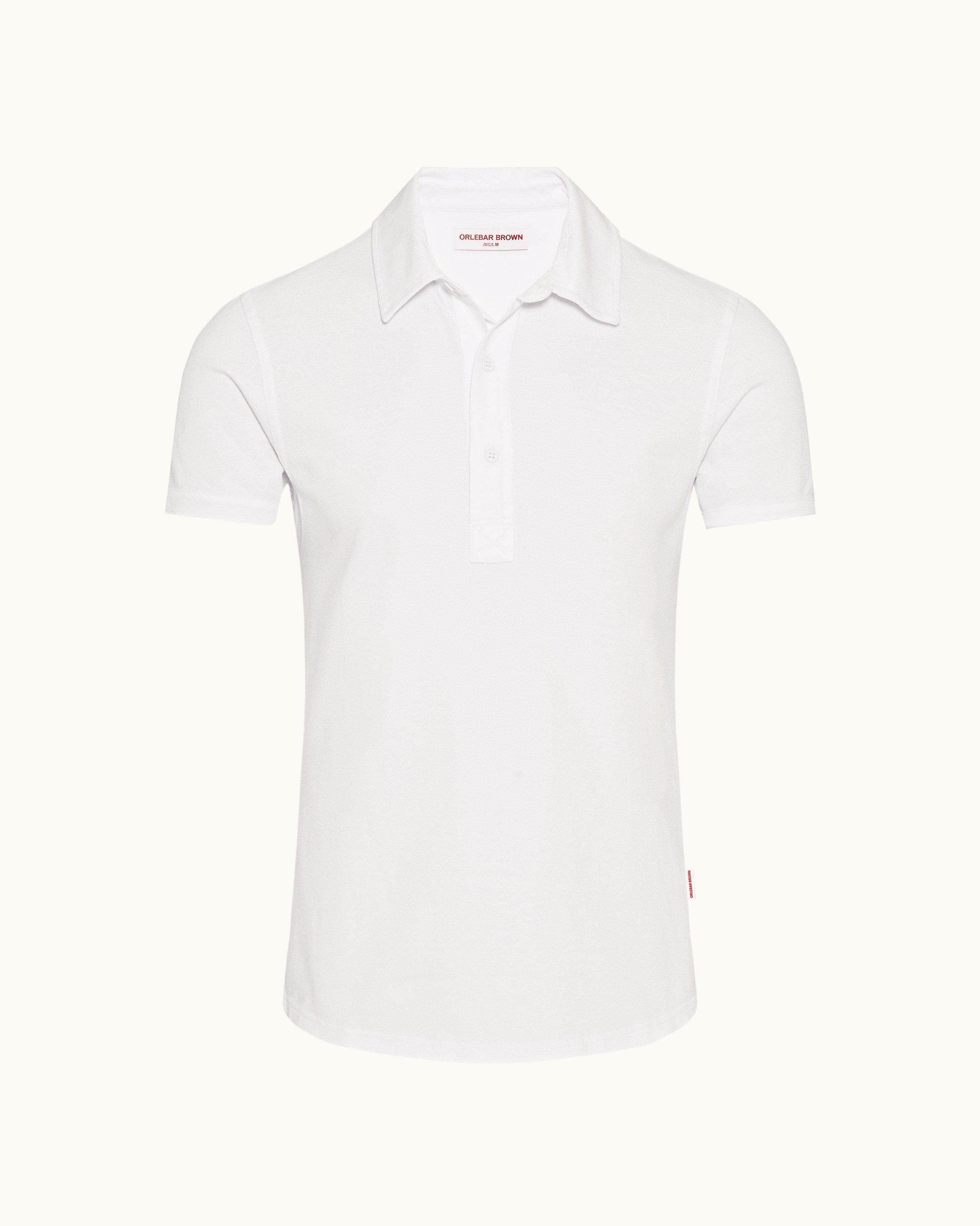 Sebastian Cotton Pique Polo Shirt in White - Orlebar Brown