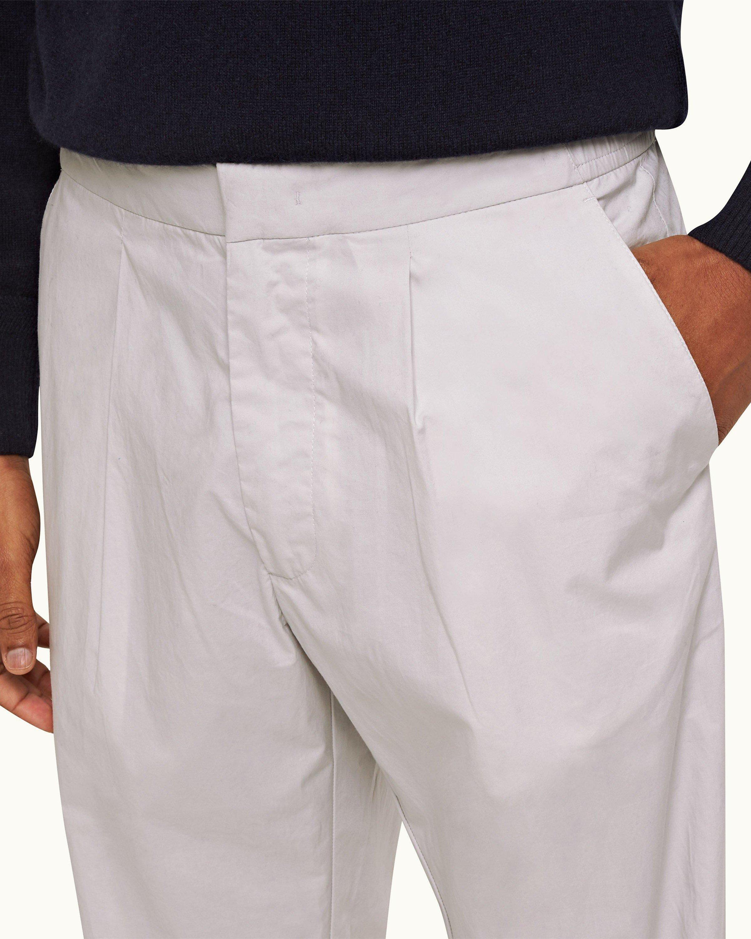 COTTON - LINEN PANTS - Oyster-white