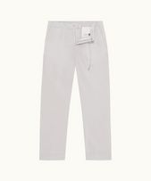 Sedgwick Poplin - Mens Oyster Grey Tailored Fit Single Pleat Stretch-Cotton Trousers