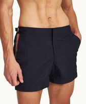 Setter - Mens Shorter-Length Concealed OB Tape Swim Shorts In Night Iris Blue