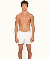 Setter - Mens White Shorter-Length Concealed O.B Tape Swim Shorts