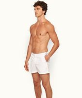 Setter - Mens White Shorter-Length Concealed O.B Tape Swim Shorts