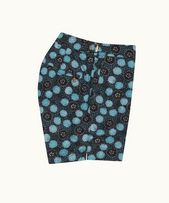 Setter - Mens Daisy Print Shorter-Length Swim Shorts In Springfield Blue