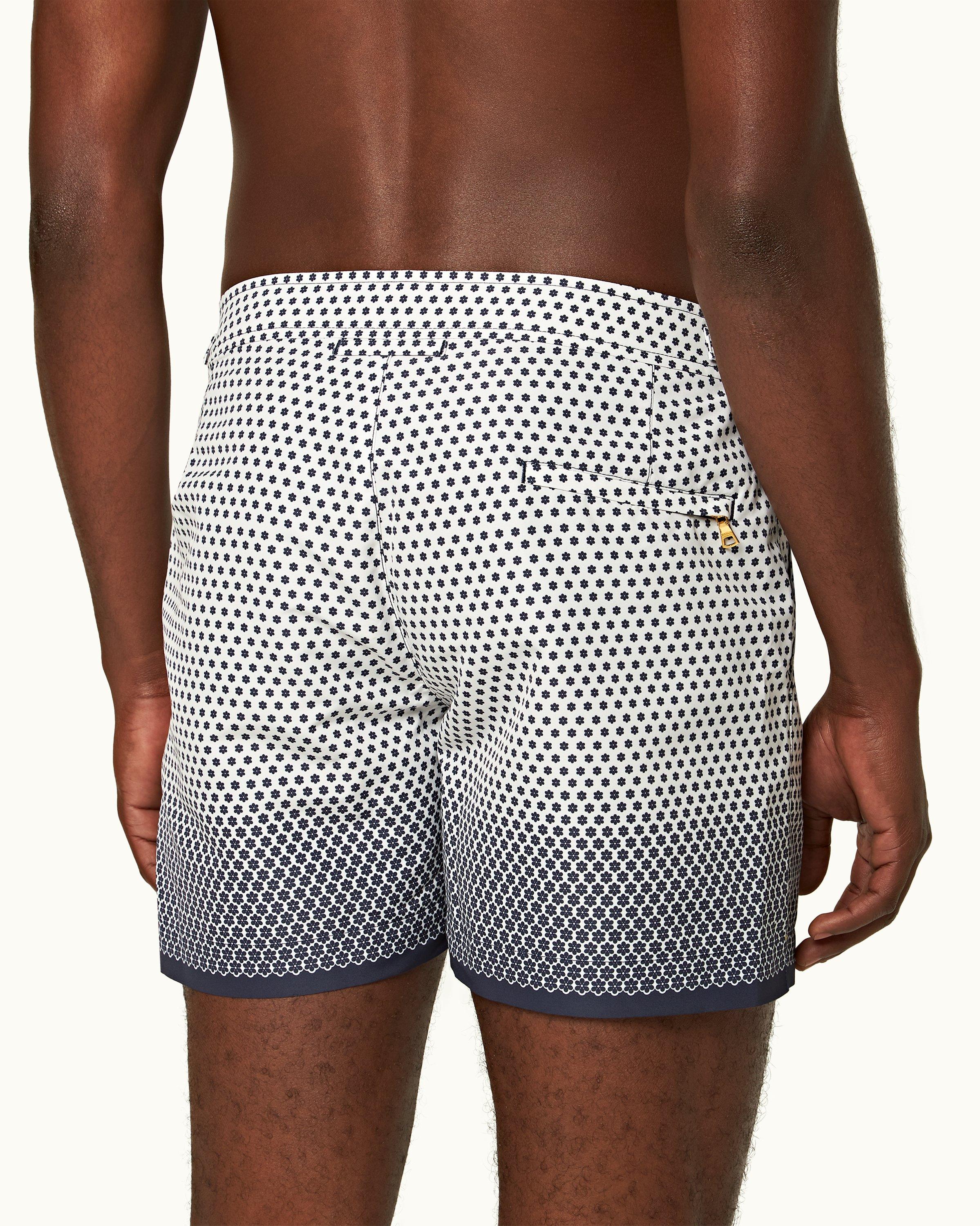 Orlebar Brown White/Night Iris Floret Shorter-Length Swim Shorts