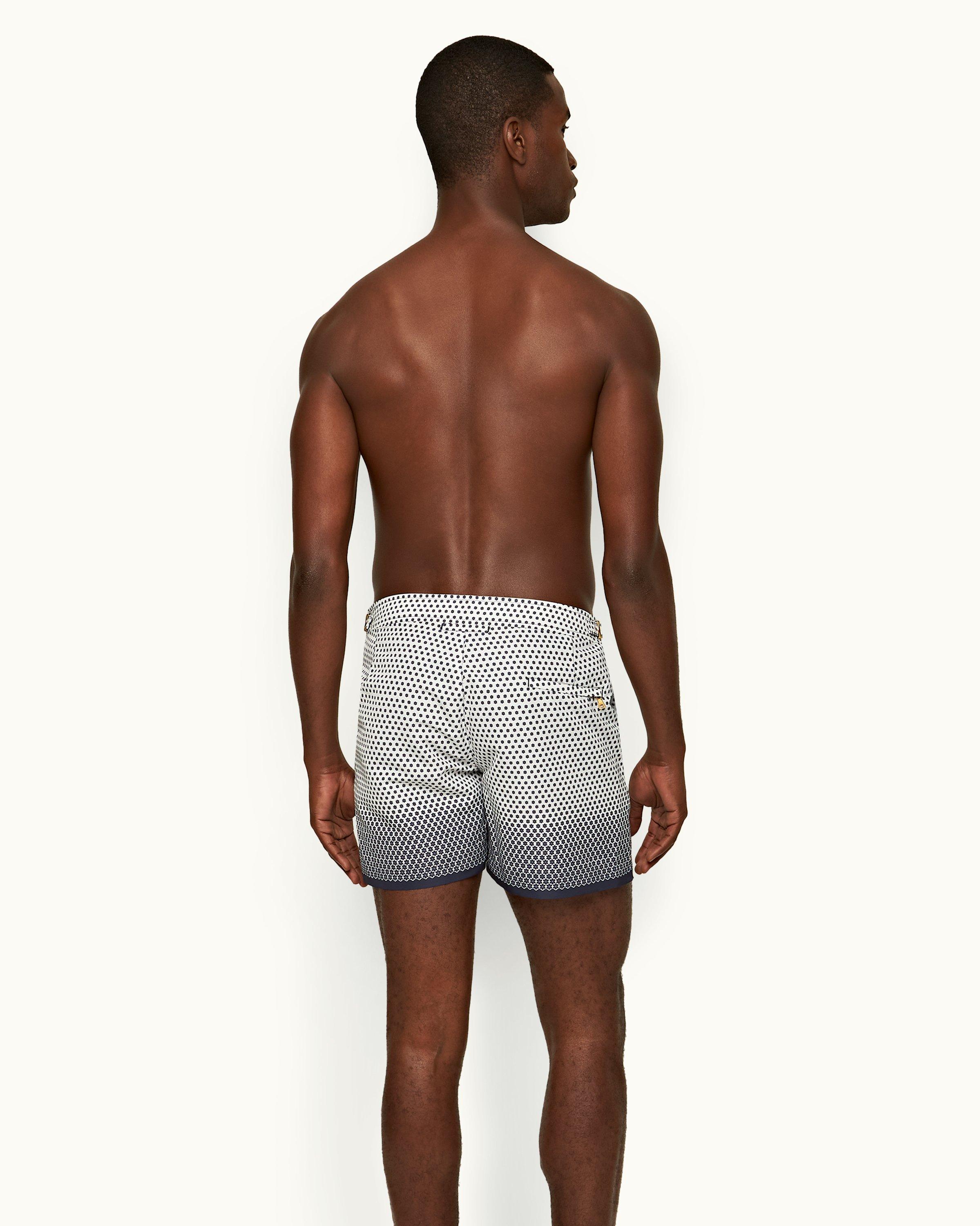 Orlebar Brown White/Night Iris Floret Shorter-Length Swim Shorts