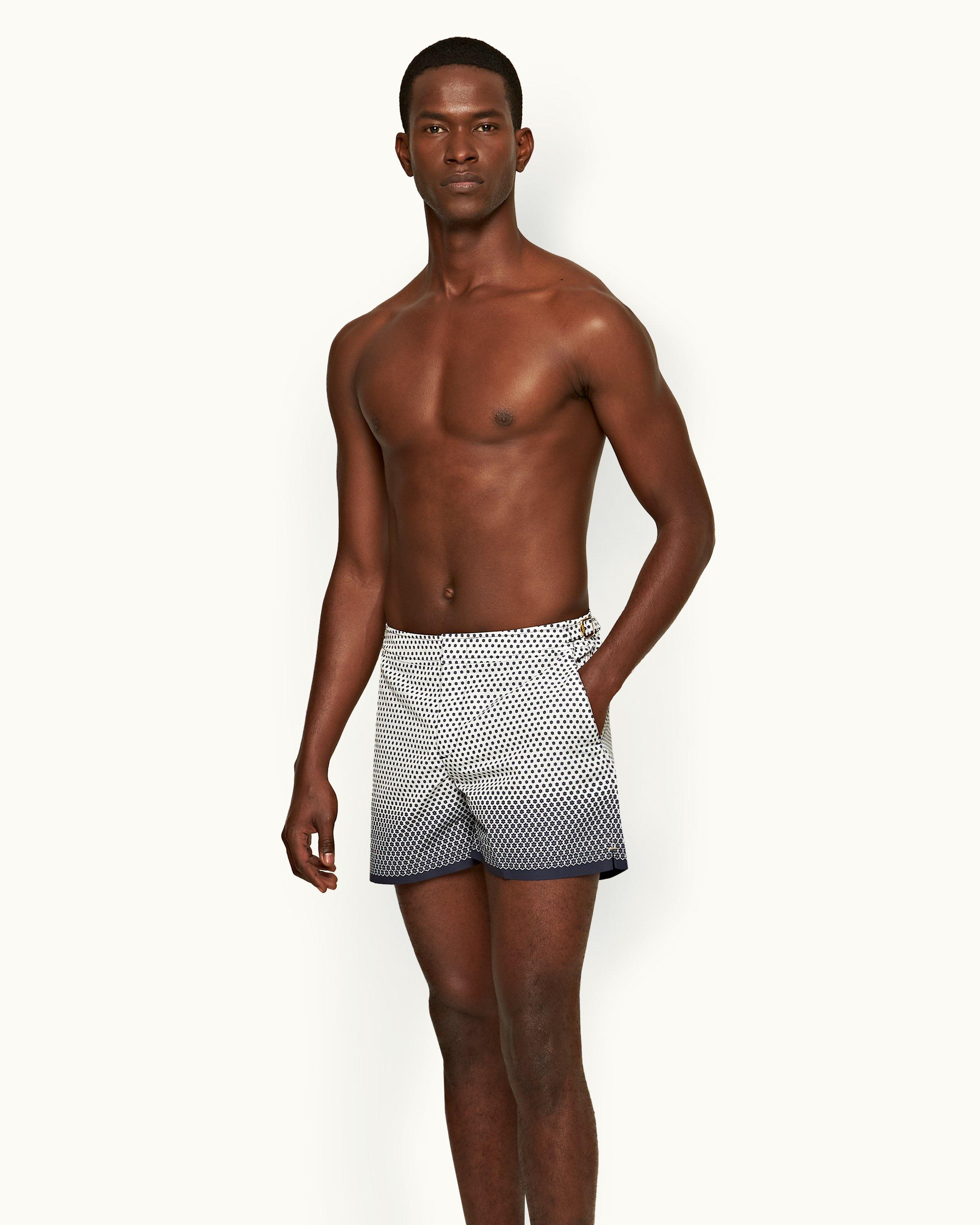 Orlebar Brown White/Night Iris Floret Shorter-Length Swim Shorts