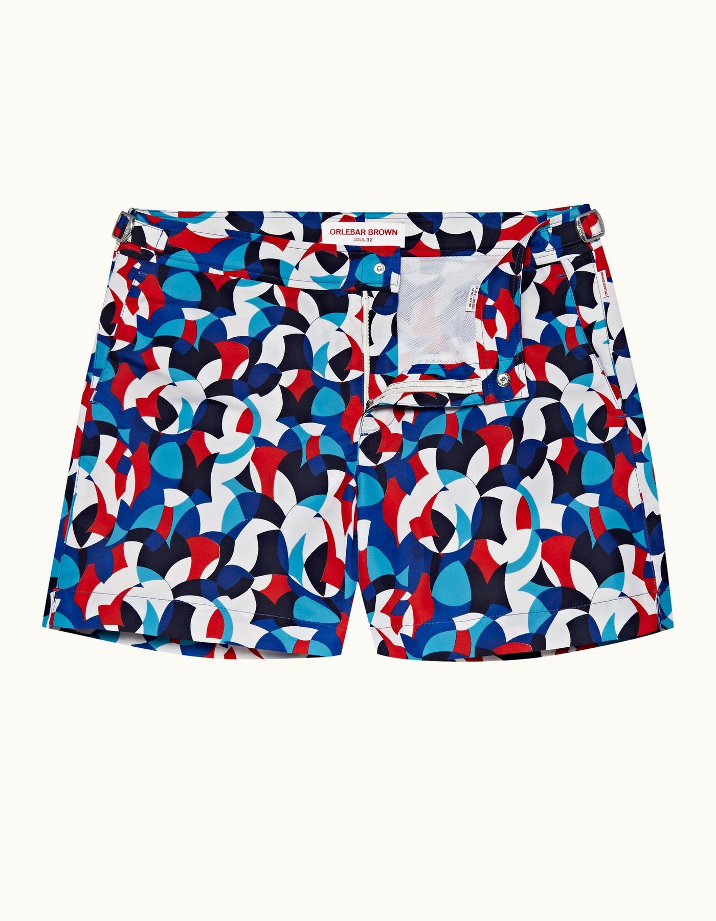 Setter - Mens Summer Red/Horizon Blue Moissan Print Shorter-Length Swim Shorts