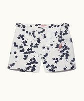 Setter - Mens Blossom Print Shorter-Length Swim Shorts In Night Iris Blue/Plum Colour