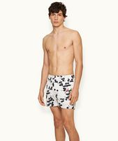 Setter - Mens Blossom Print Shorter-Length Swim Shorts In Night Iris Blue/Plum Colour