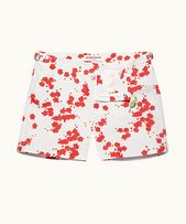 Setter - Mens Blossom Print Shorter-Length Swim Shorts In Red Plum Colour