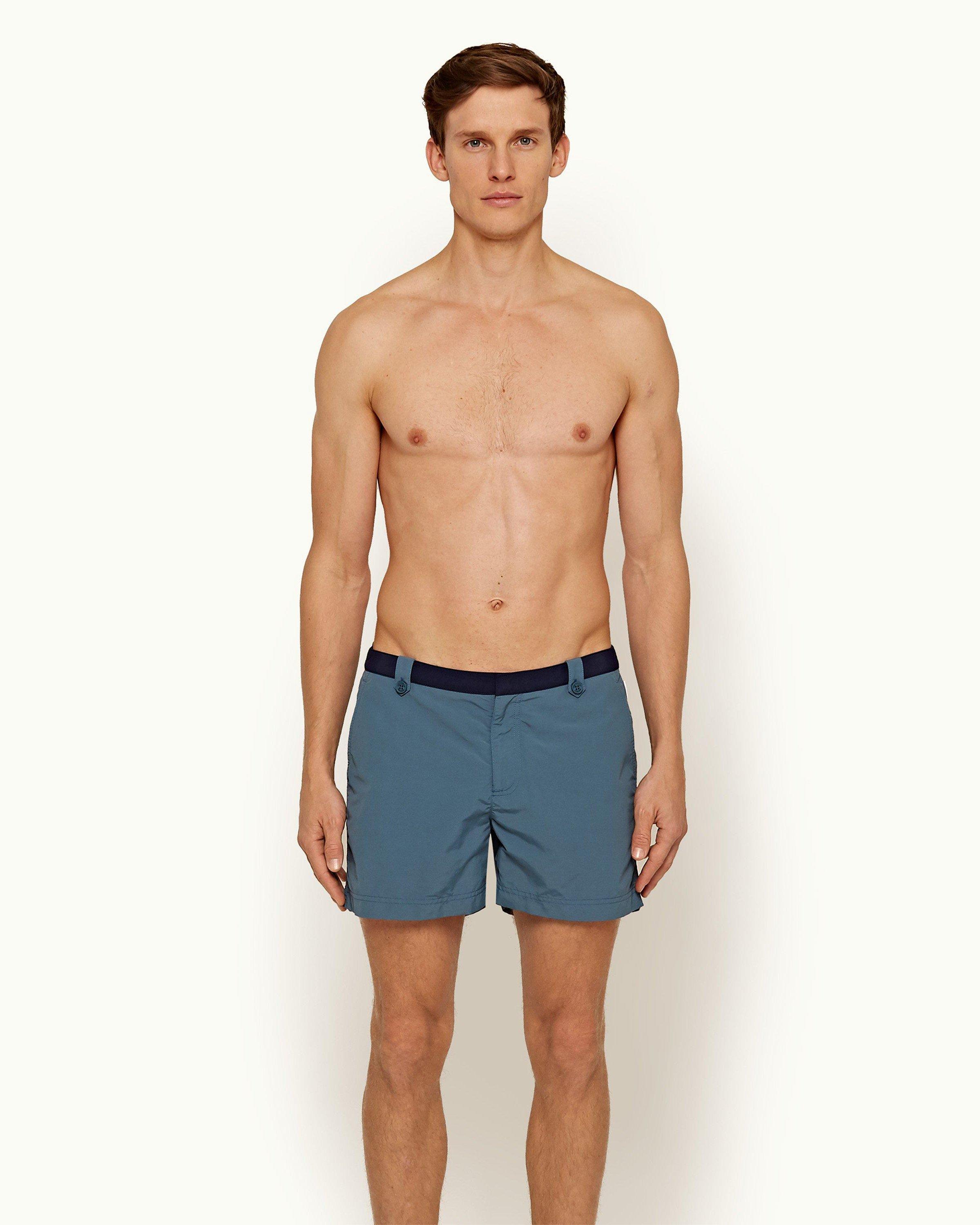 Thunderball Swimshort - 007 Navy/Cadet Blue Shorter Length Swim Short