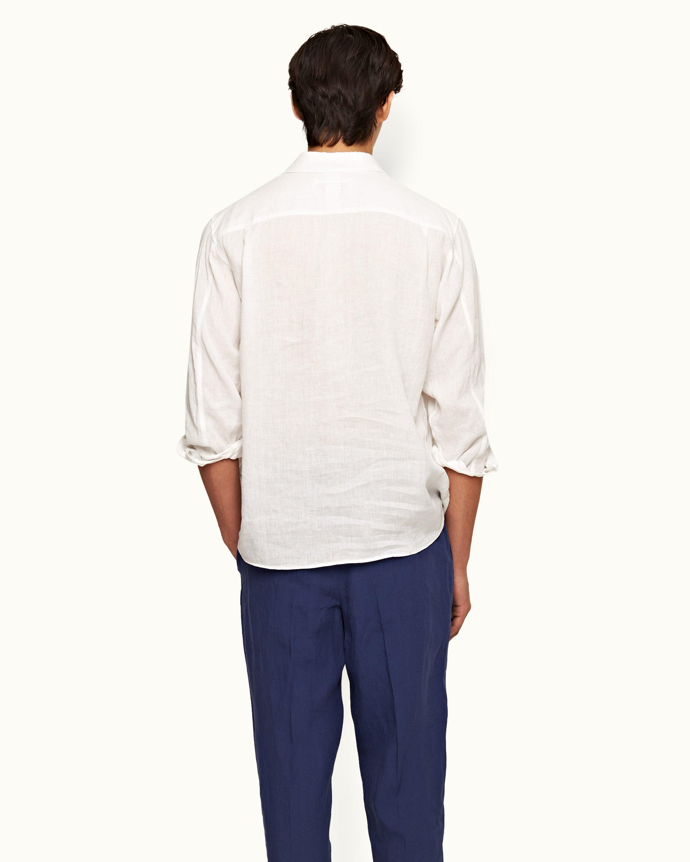 White Relaxed Fit Overhead Laundered Linen Shirt