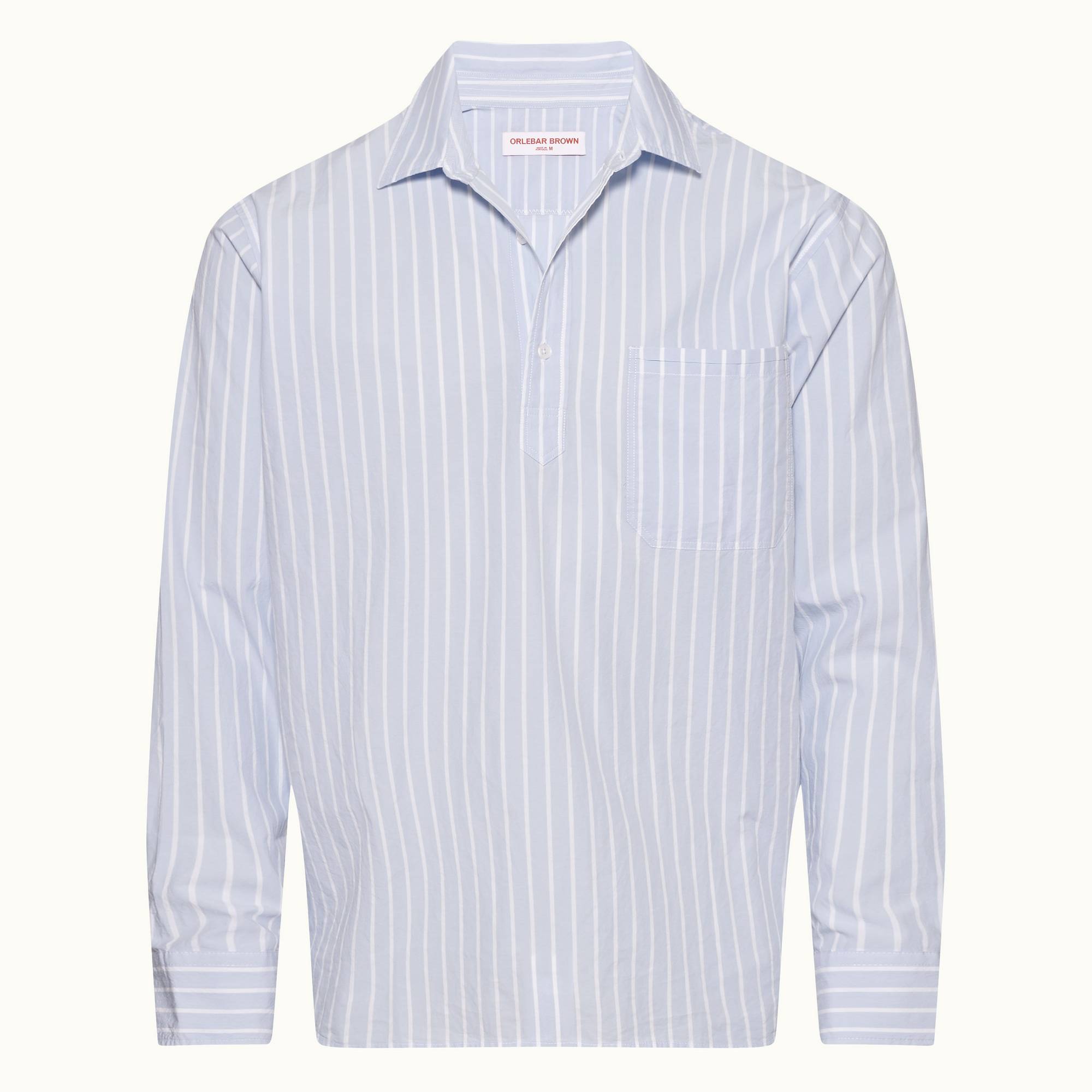 Shanklin - Mens Serenity Blue/White Stripe Relaxed Fit Overhead Cotton Shirt