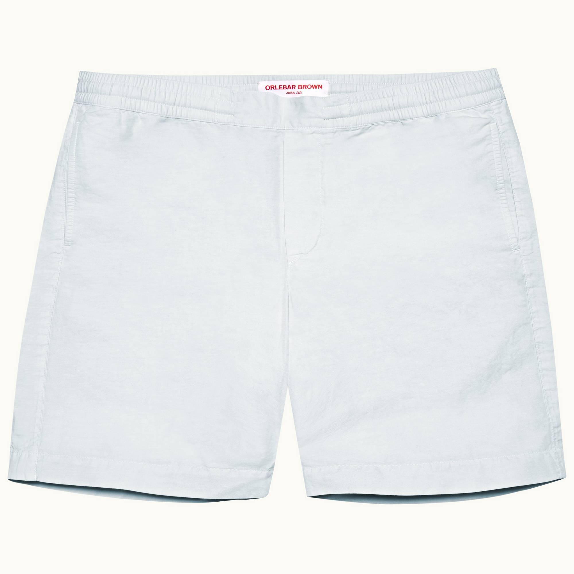 Sirma - Mens Serenity Blue Relaxed Fit Side Panel Cotton-Linen Shorts
