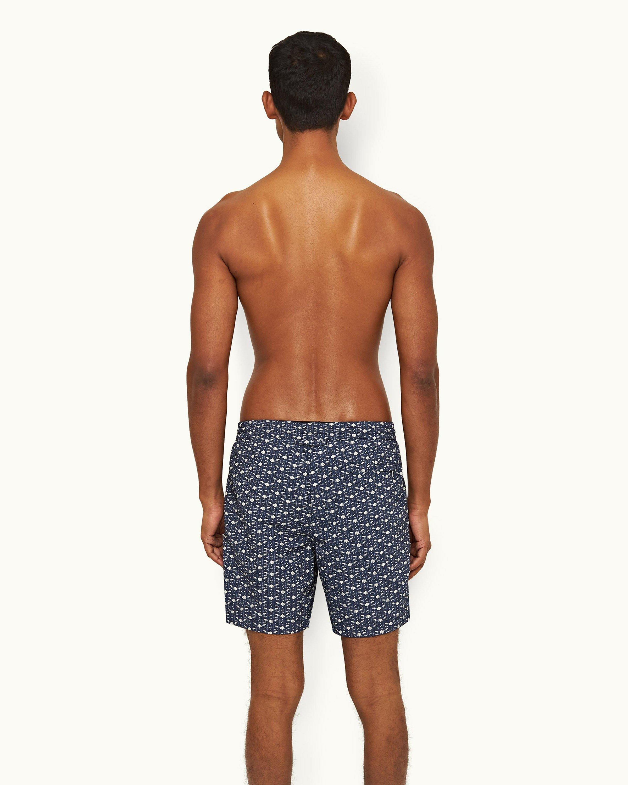 Mens Dark Blue Mid-Length Swim Shorts