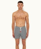 Standard - Mens Navy/Cloud Cano Geometric Mid-Length Drawcord Swim Shorts