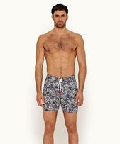 Standard - Mens Blue Wash Full Bloom Mid-Length Drawcord Swim Shorts