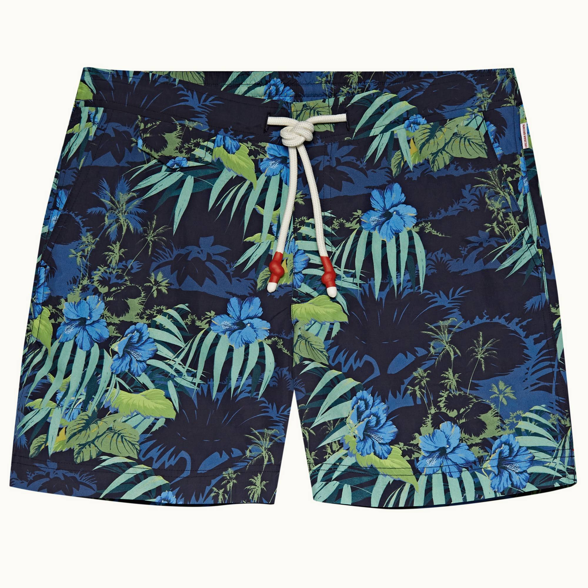 Standard - Mens Night Iris Islet Print Mid-Length Drawcord Swim Shorts