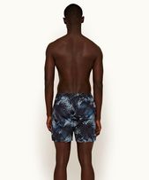 Standard - Mens Light Maya Blue Moonlit Palms Mid-Length Swim Shorts