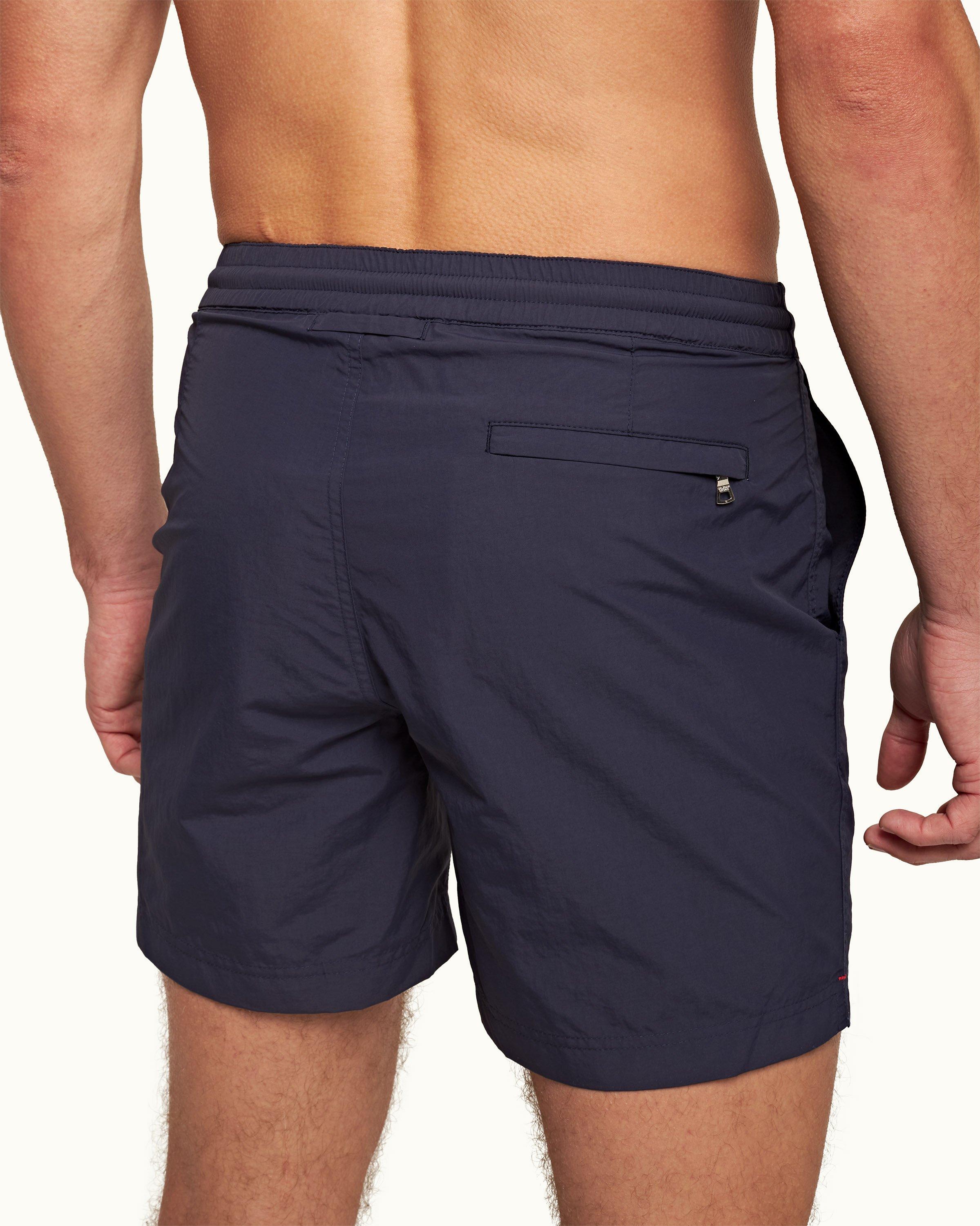 Orlebar Standard Swim Shorts Navy Brown | - Mid-Length