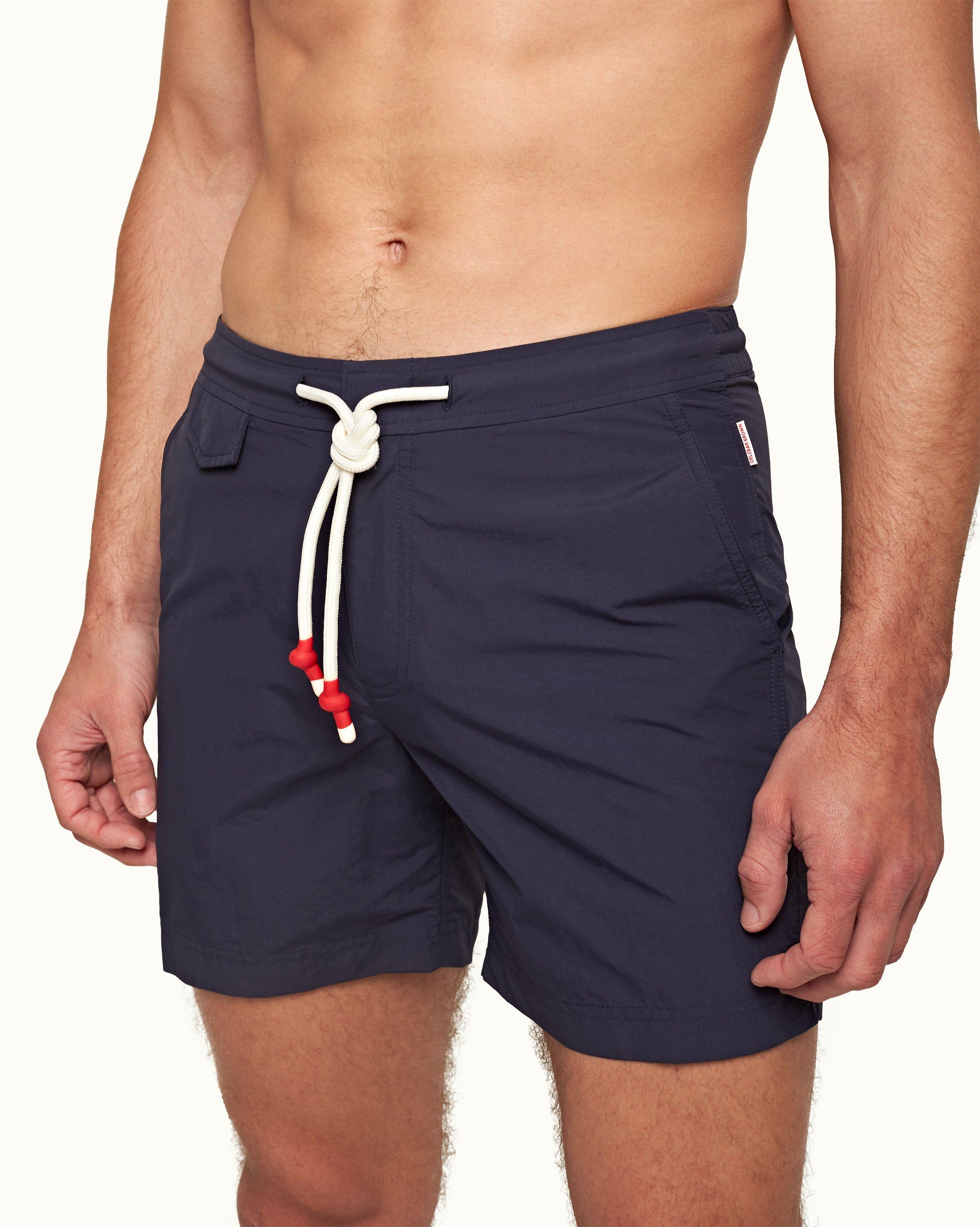 Orlebar Brown  Navy/White O.B Monogram Mid-Length Swim Shorts