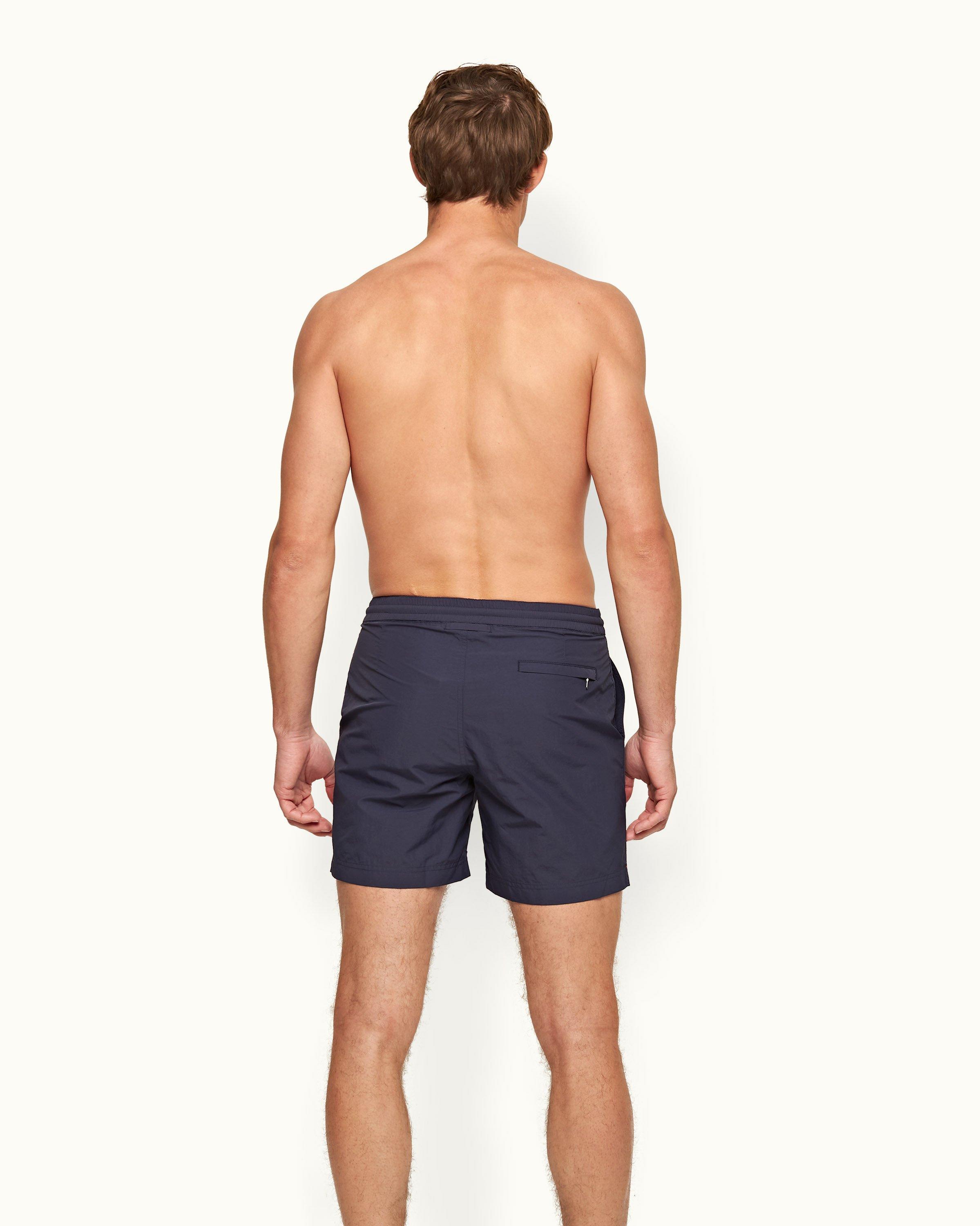 Brown Orlebar Mid-Length Shorts Swim | Standard - Navy