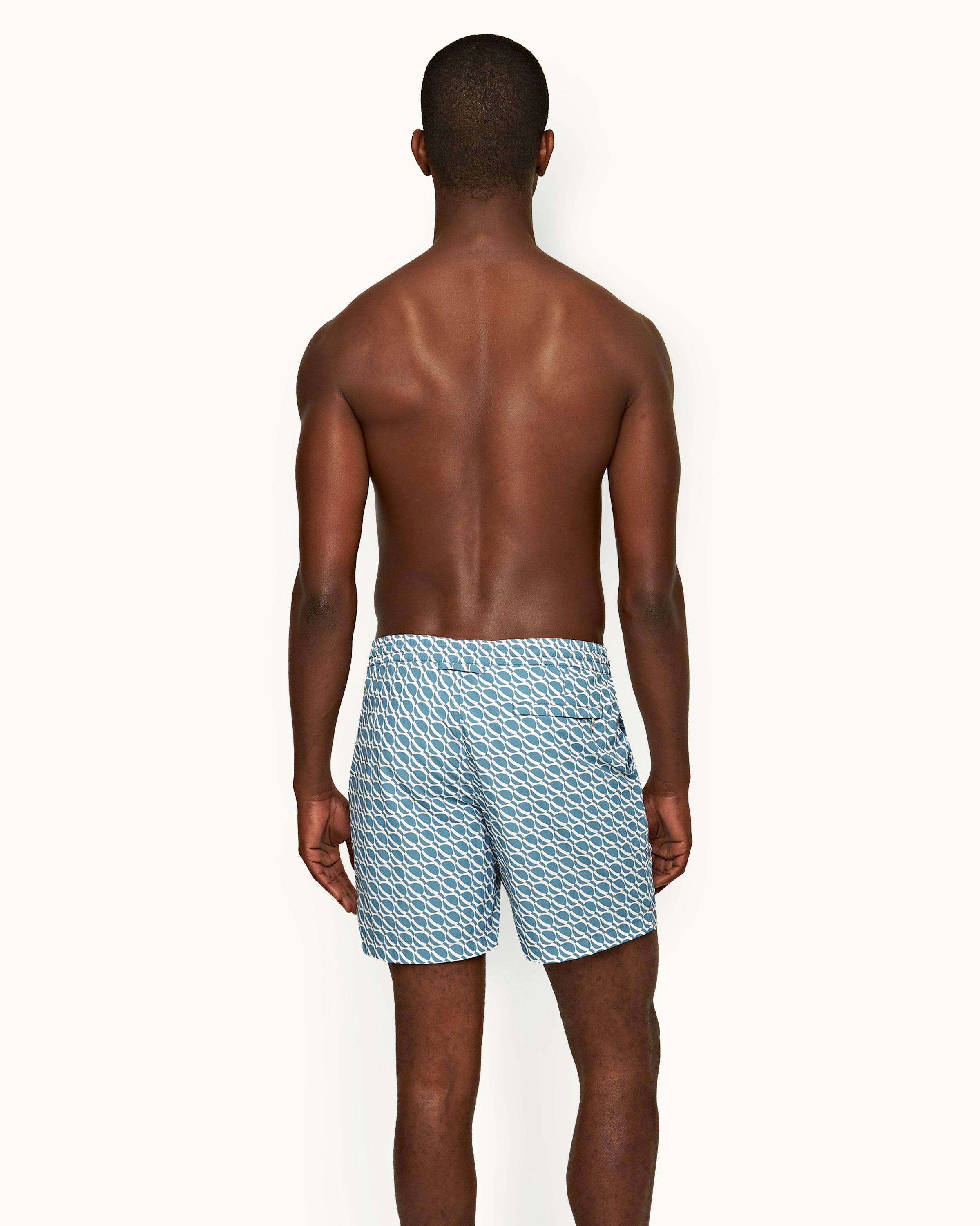 Orlebar Brown| Wish Blue Orbit Mid-Length Drawcord Swim Shorts