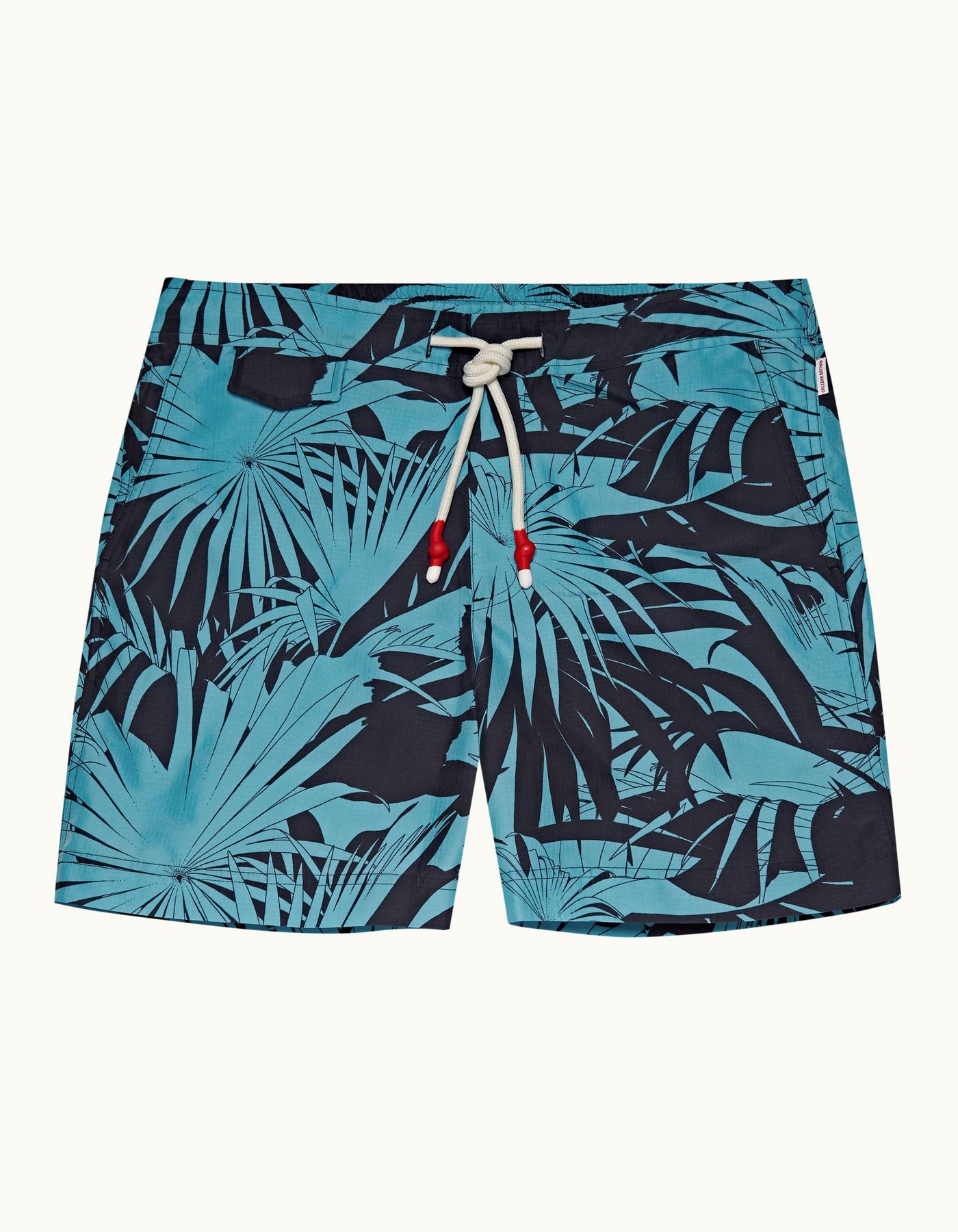 Standard - Mens Cerulean Palmetto Print Mid-Length Drawcord Swim Shorts