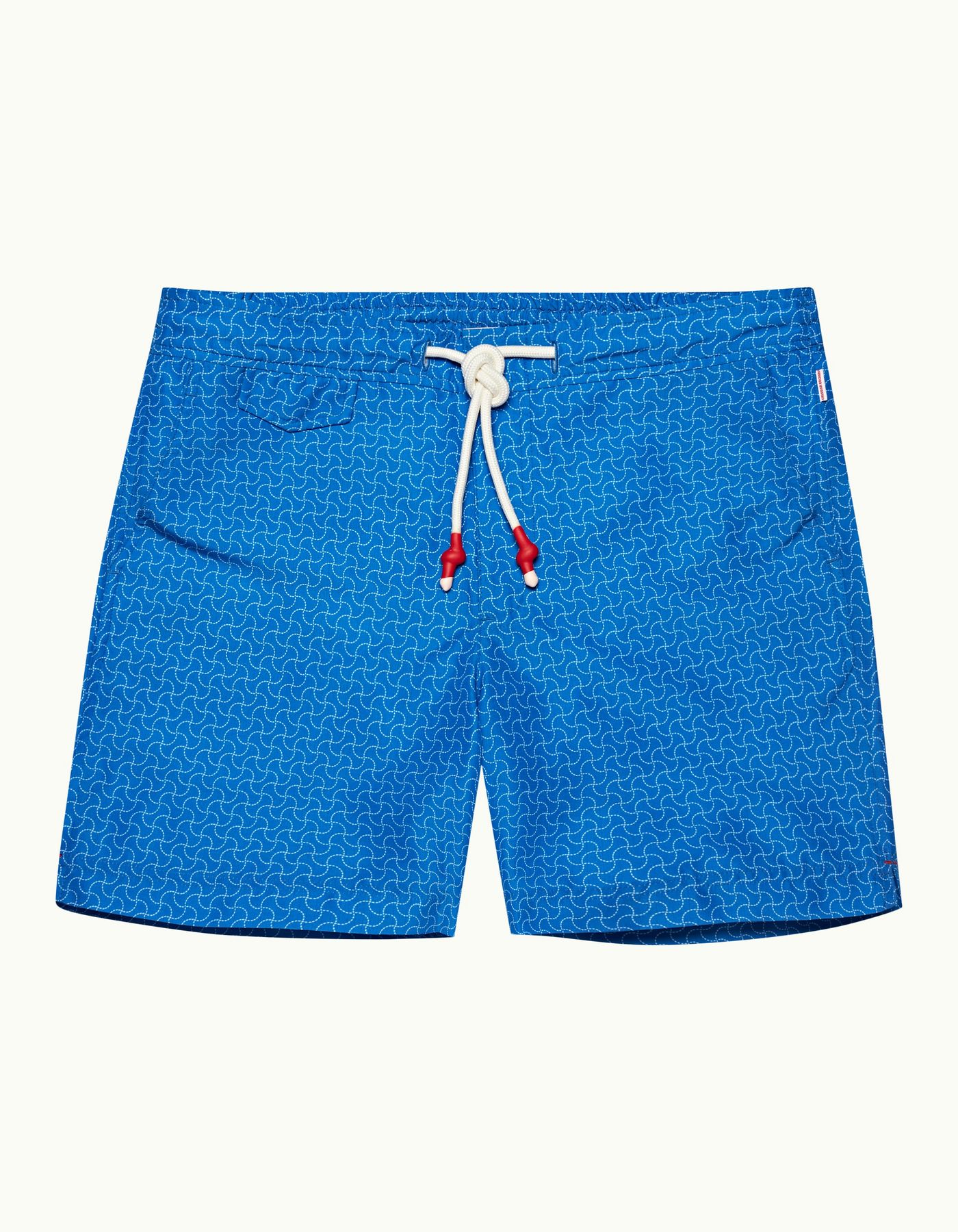 Standard - Mens Swen Print Mid-Length Ripstop Drawcord Swim Shorts In Nova Blue