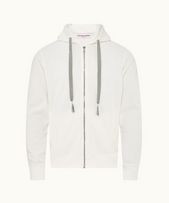 Stark - Mens Sea Mist Classic Fit Hooded Zip-Thru Textured Cotton Sweatshirt