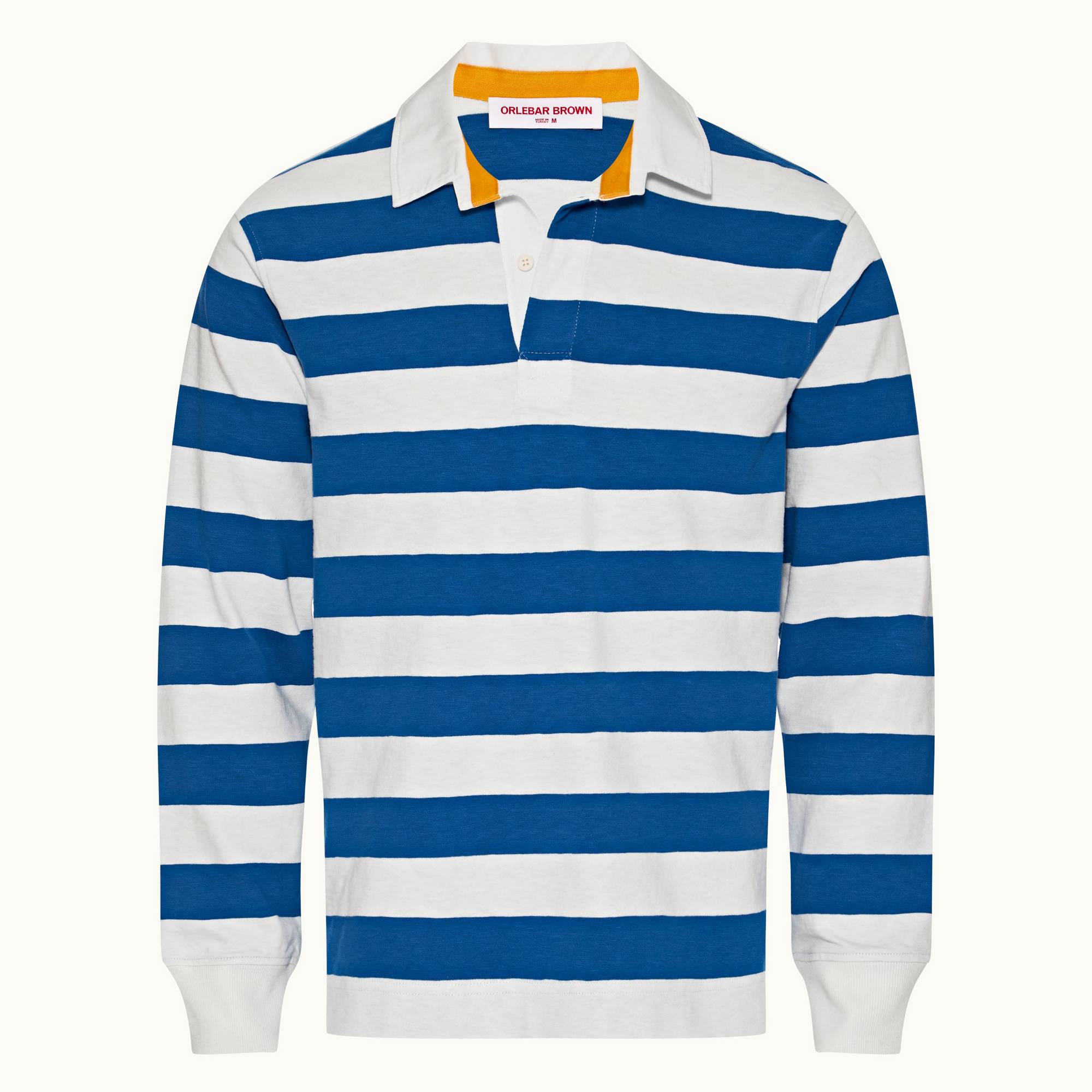 Tasman - Mens Signal Blue/Matchstick Stripe Classic Fit Long-Sleeve Polo Shirt