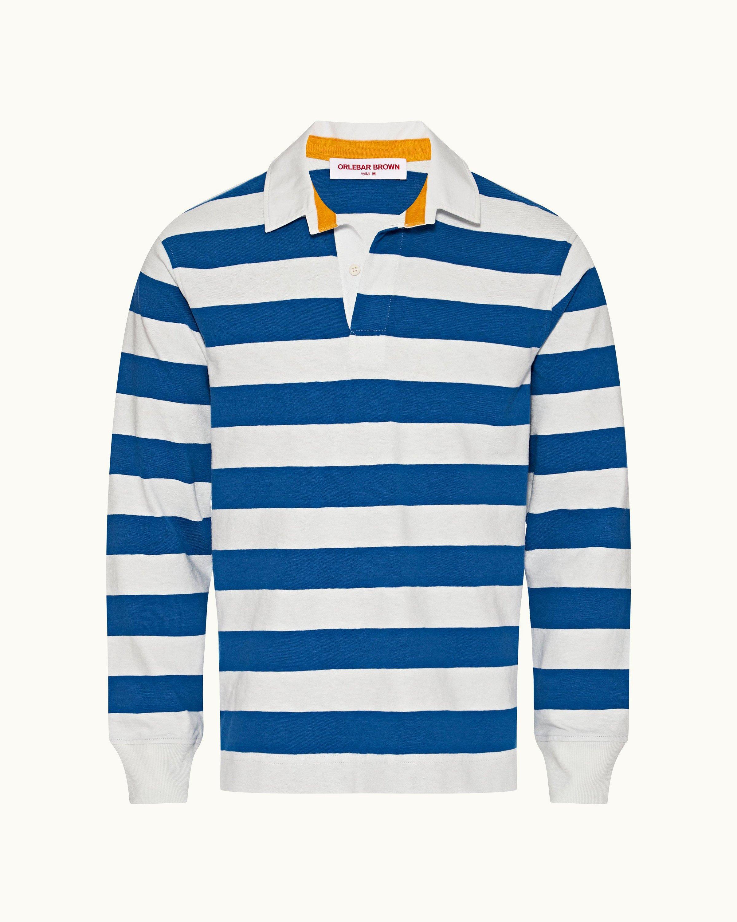 Classic Fit Striped Long Sleeve Polo Shirt