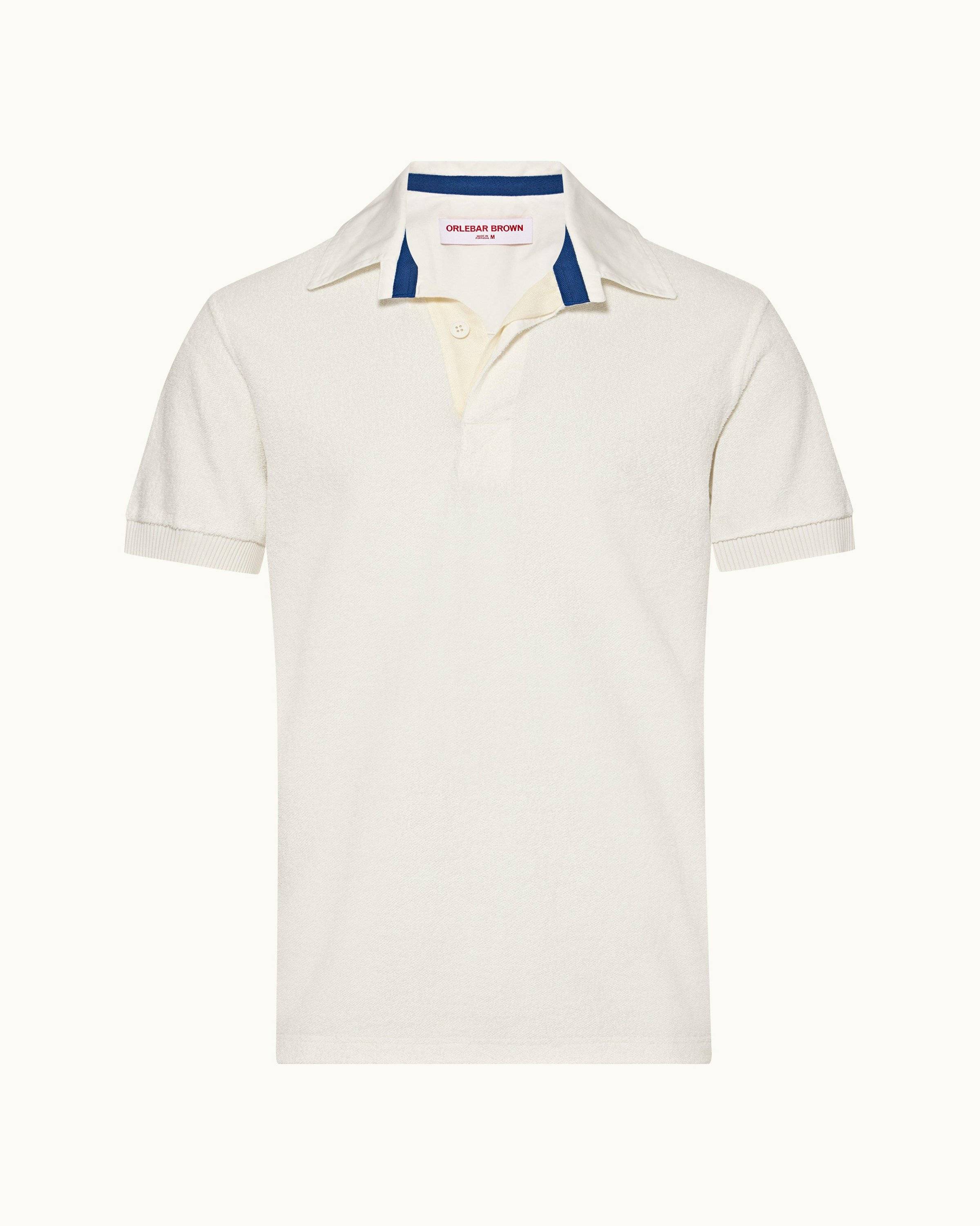 Orlebar Brown| Sea Mist Classic Fit Short-Sleeve Pique Towelling Polo Shirt