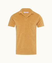 Terry Towelling - Mens Biscuit Tailored Fit Organic Cotton Towelling Resort Polo Shirt